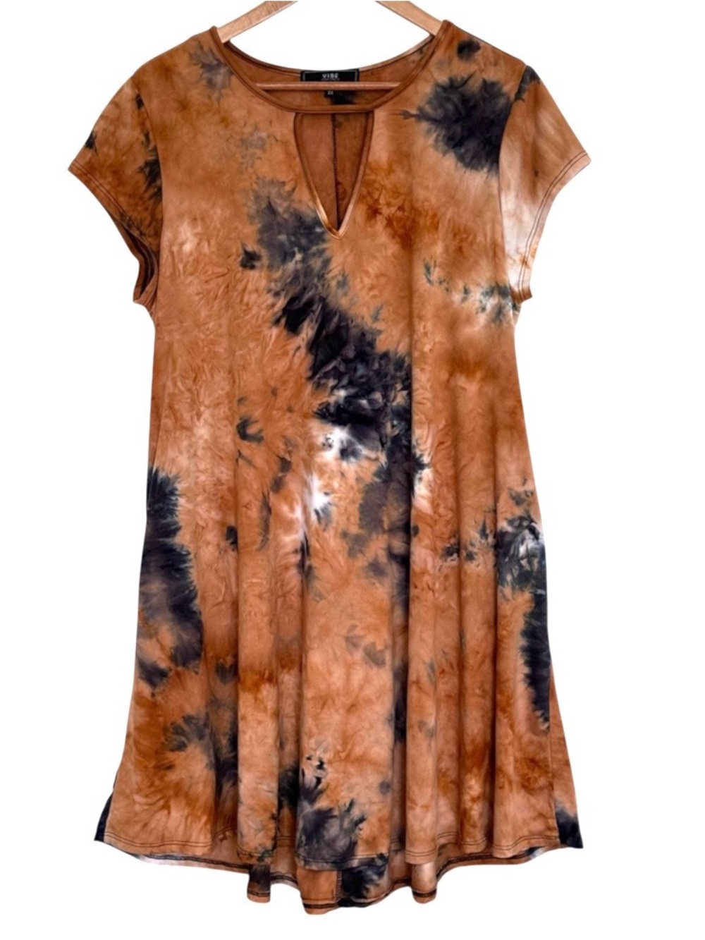 Vibe Sportswear Plus Dress Women’s 2X Tie Dye Short Sleeve Pockets Pullover